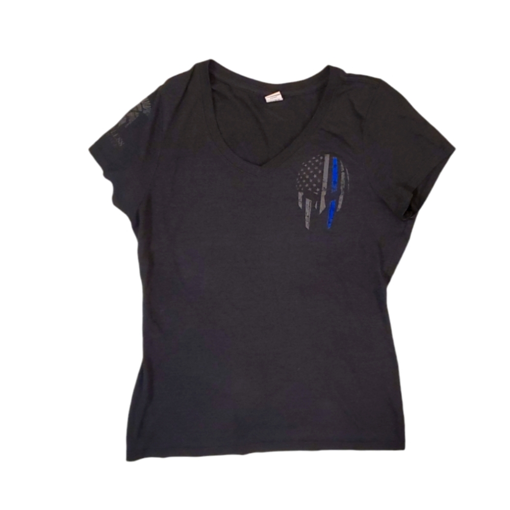 ReLEntless‎ Defender Women's Heather Black V-Neck T-Shirt Size Medium